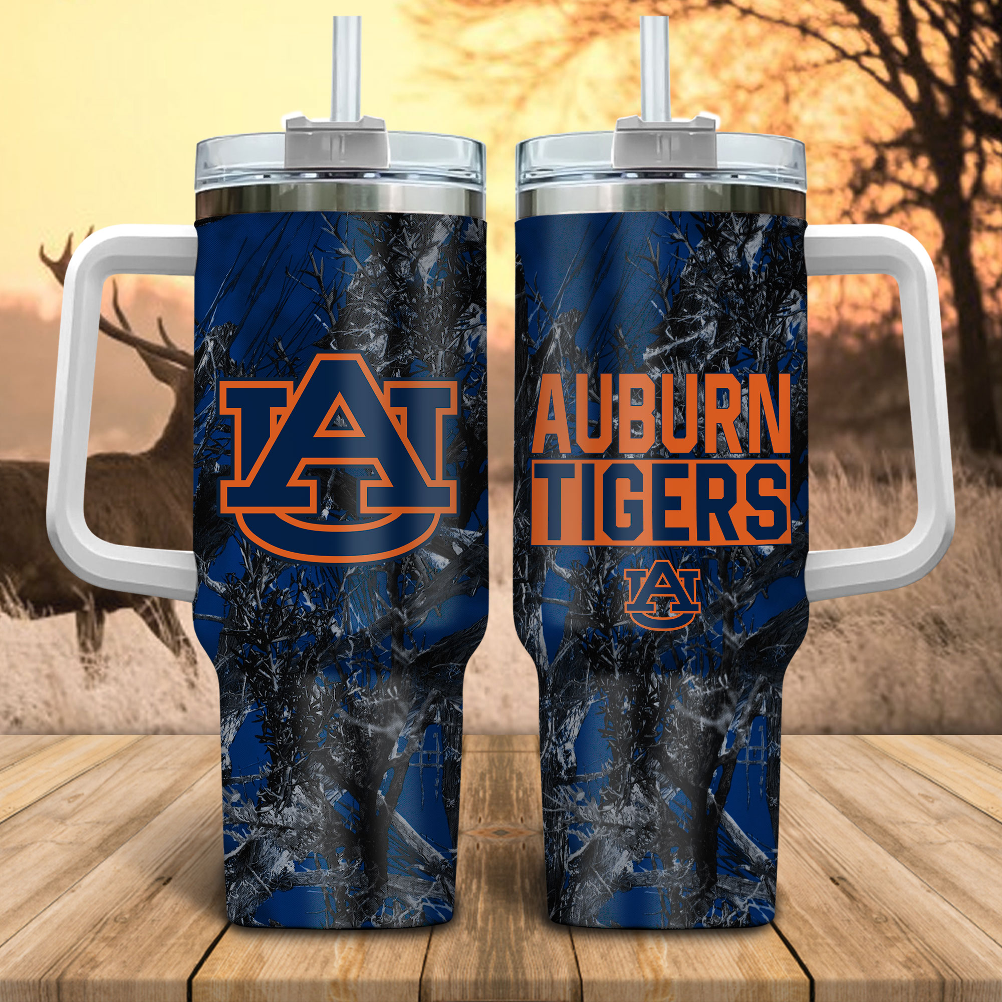 Auburn Tigers NCAA Hunting Custom Stanley Cup 40 oz 30 oz Tumbler With Handle