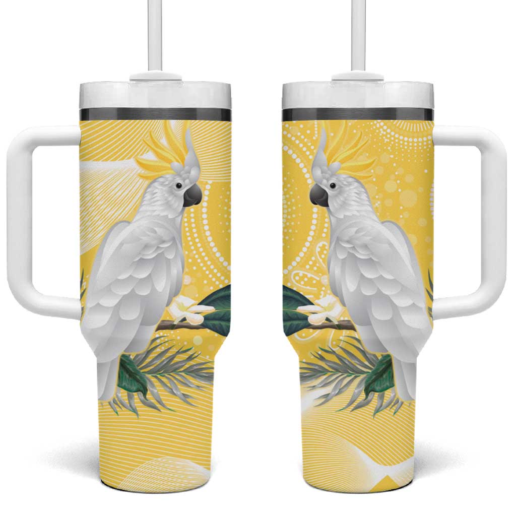 Australia Cacatua Galerita Sulphur-Crested Cockatoo - Aboriginal Art Custom Stanley Cup 40 oz 30 oz Tumbler With Handle