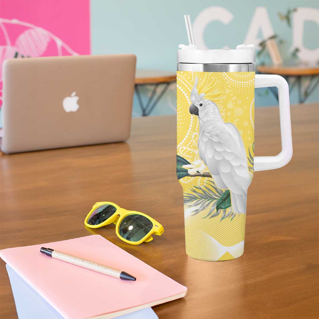 Australia Cacatua Galerita Sulphur-Crested Cockatoo - Aboriginal Art Custom Stanley Cup 40 oz 30 oz Tumbler With Handle