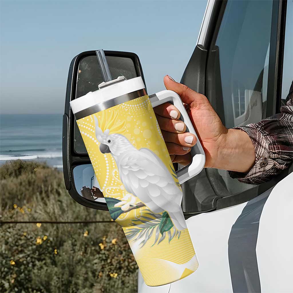 Australia Cacatua Galerita Sulphur-Crested Cockatoo - Aboriginal Art Custom Stanley Cup 40 oz 30 oz Tumbler With Handle