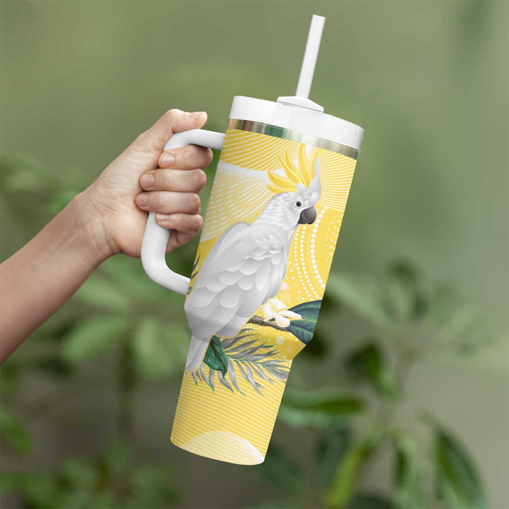 Australia Cacatua Galerita Sulphur-Crested Cockatoo - Aboriginal Art Custom Stanley Cup 40 oz 30 oz Tumbler With Handle