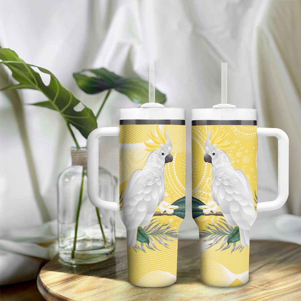 Australia Cacatua Galerita Sulphur-Crested Cockatoo - Aboriginal Art Custom Stanley Cup 40 oz 30 oz Tumbler With Handle