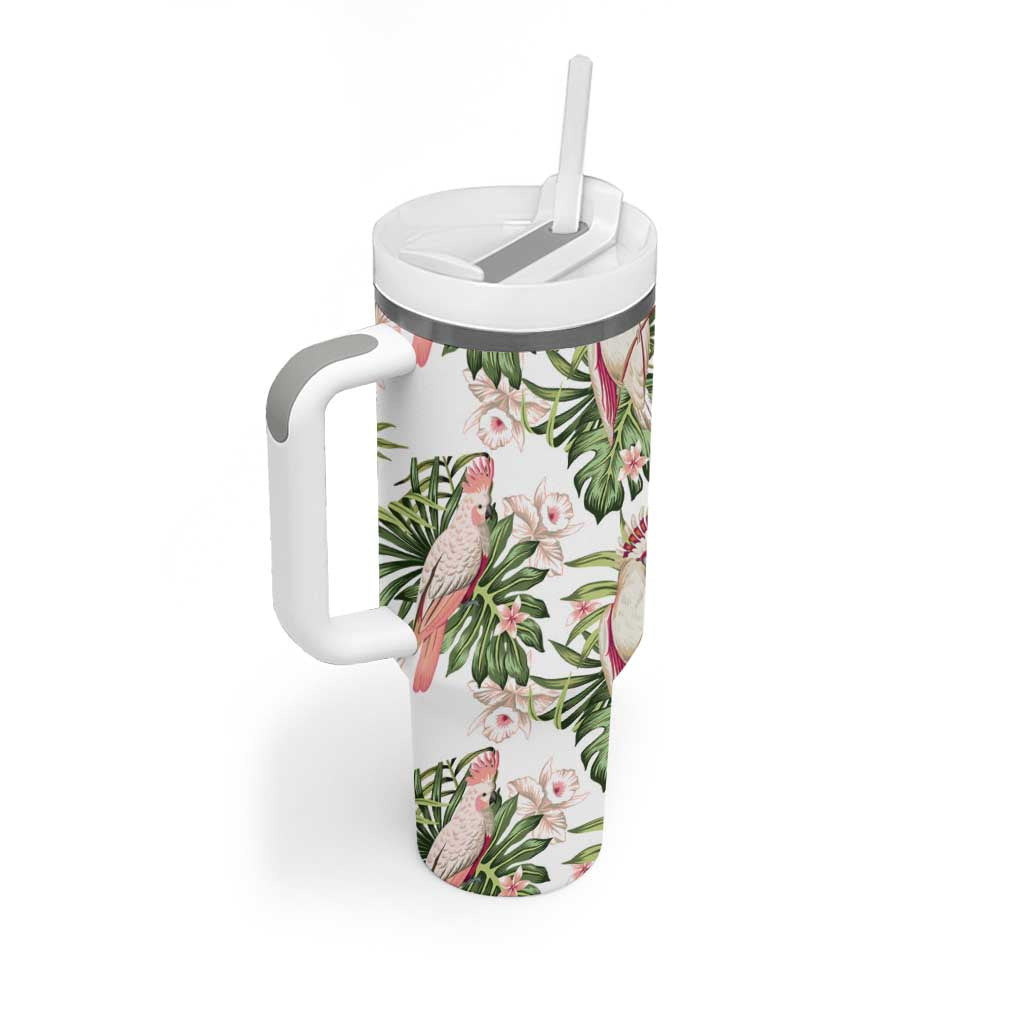 Australia Pink Cockatoo Aussie Orchids - Seamless Pattern Custom Stanley Cup 40 oz 30 oz Tumbler With Handle