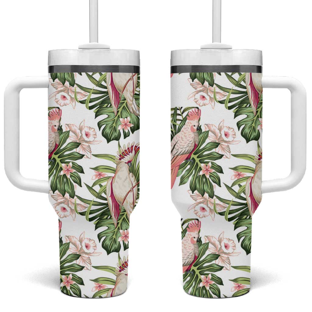 Australia Pink Cockatoo Aussie Orchids - Seamless Pattern Custom Stanley Cup 40 oz 30 oz Tumbler With Handle