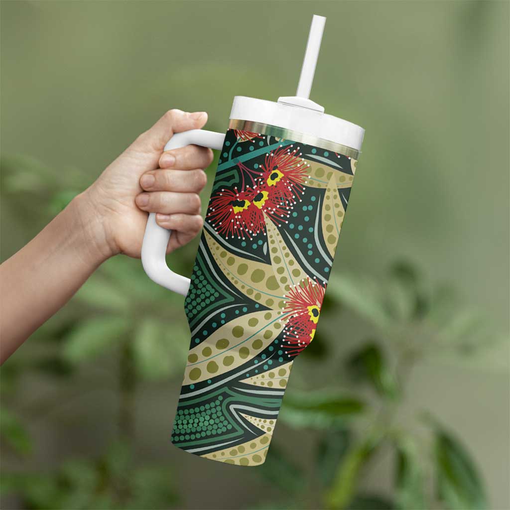Australian Native Eucalyptus Plant Aboriginal Dot Art Custom Stanley Cup 40 oz 30 oz Tumbler With Handle