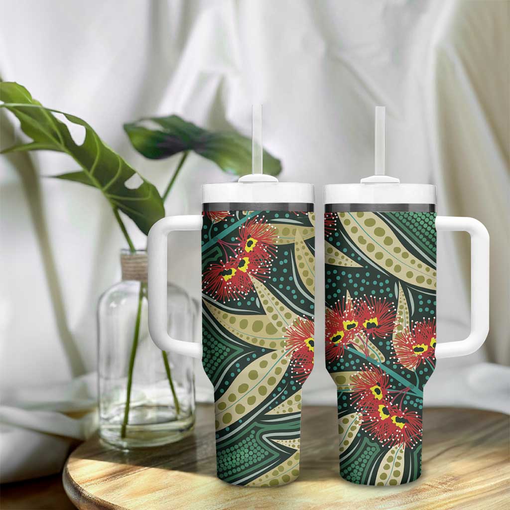 Australian Native Eucalyptus Plant Aboriginal Dot Art Custom Stanley Cup 40 oz 30 oz Tumbler With Handle