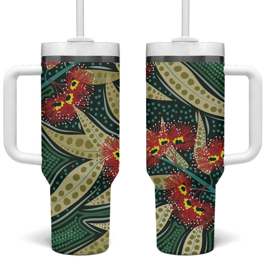 Australian Native Eucalyptus Plant Aboriginal Dot Art Custom Stanley Cup 40 oz 30 oz Tumbler With Handle