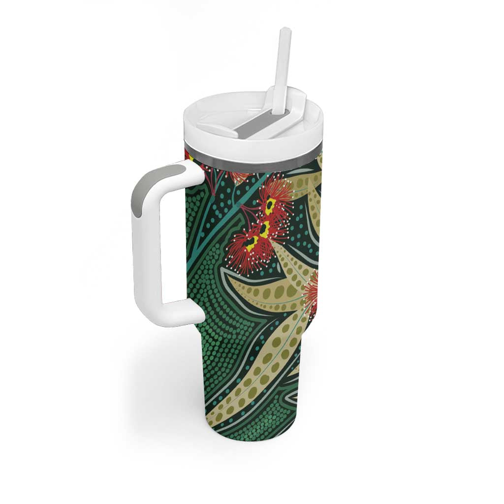 Australian Native Eucalyptus Plant Aboriginal Dot Art Custom Stanley Cup 40 oz 30 oz Tumbler With Handle