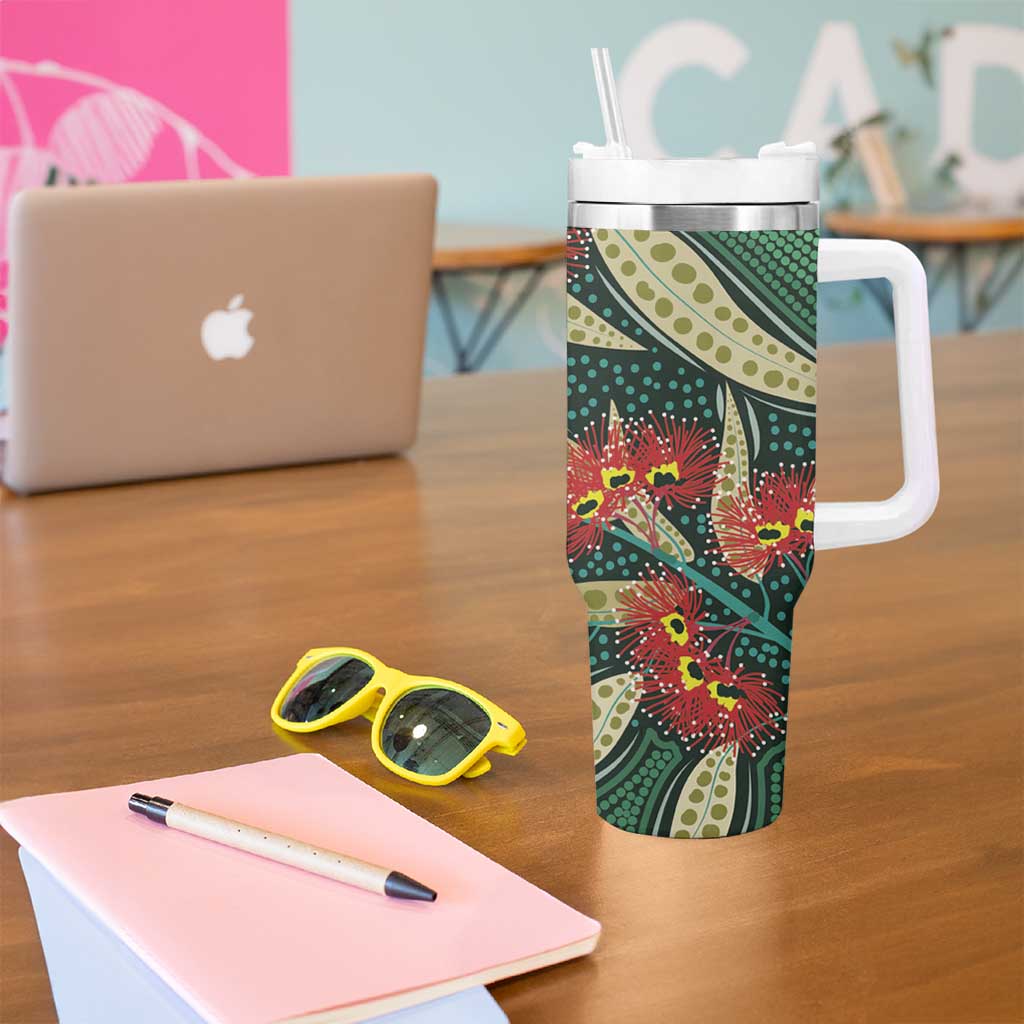 Australian Native Eucalyptus Plant Aboriginal Dot Art Custom Stanley Cup 40 oz 30 oz Tumbler With Handle