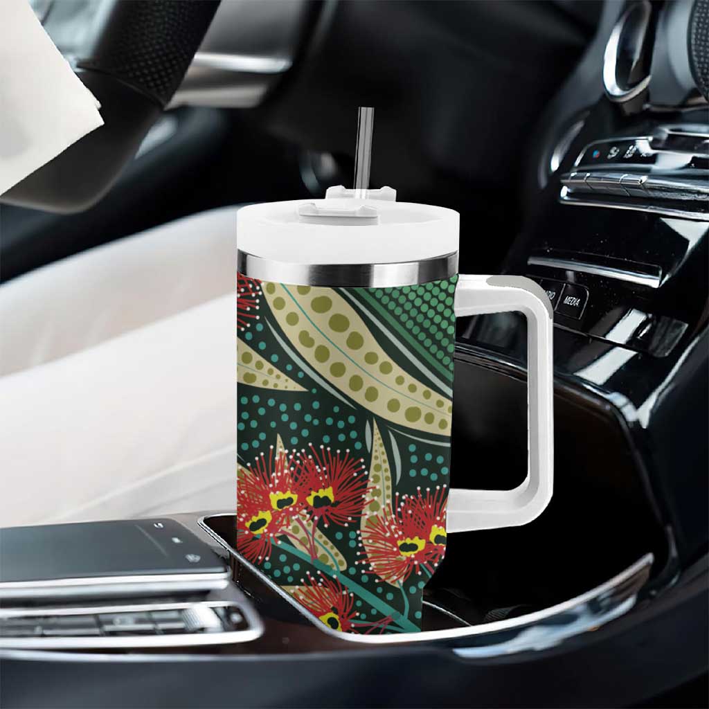 Australian Native Eucalyptus Plant Aboriginal Dot Art Custom Stanley Cup 40 oz 30 oz Tumbler With Handle