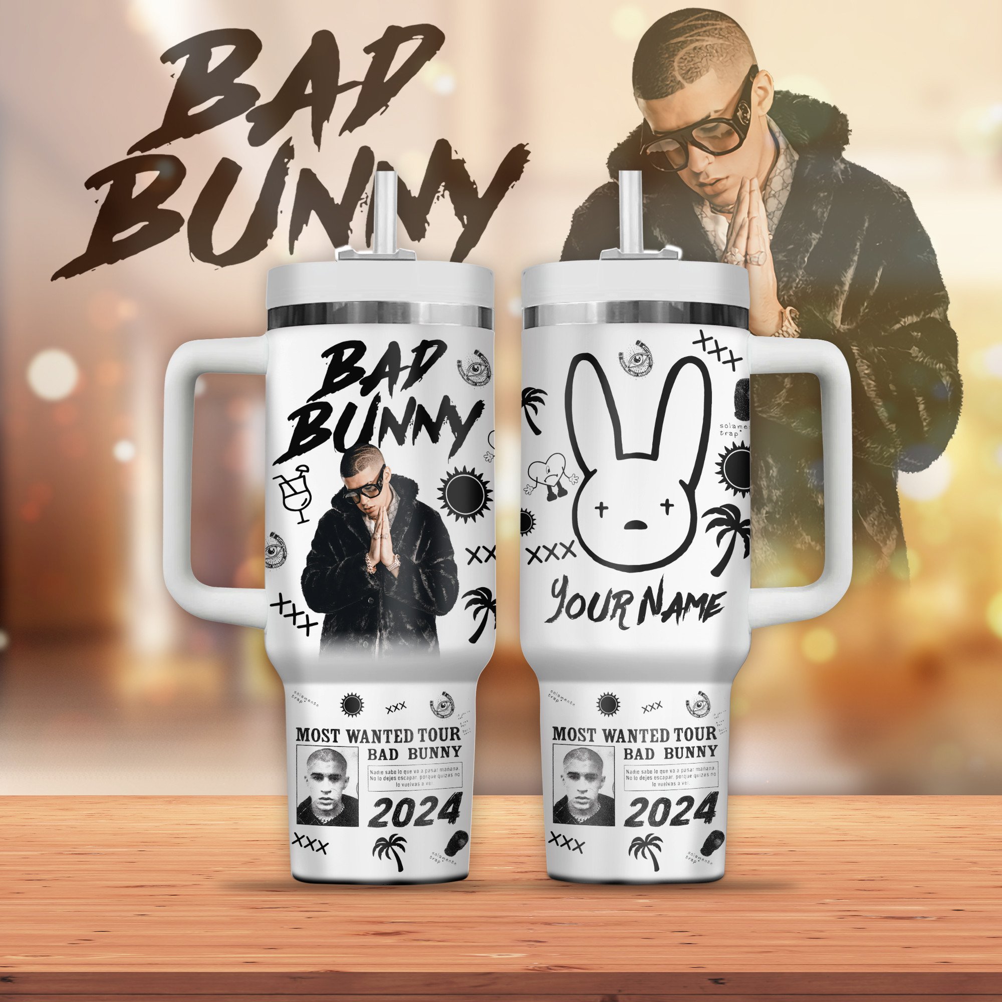 Bad Bunny Music Custom Stanley Cup 40 oz 30 oz Tumbler With Handle