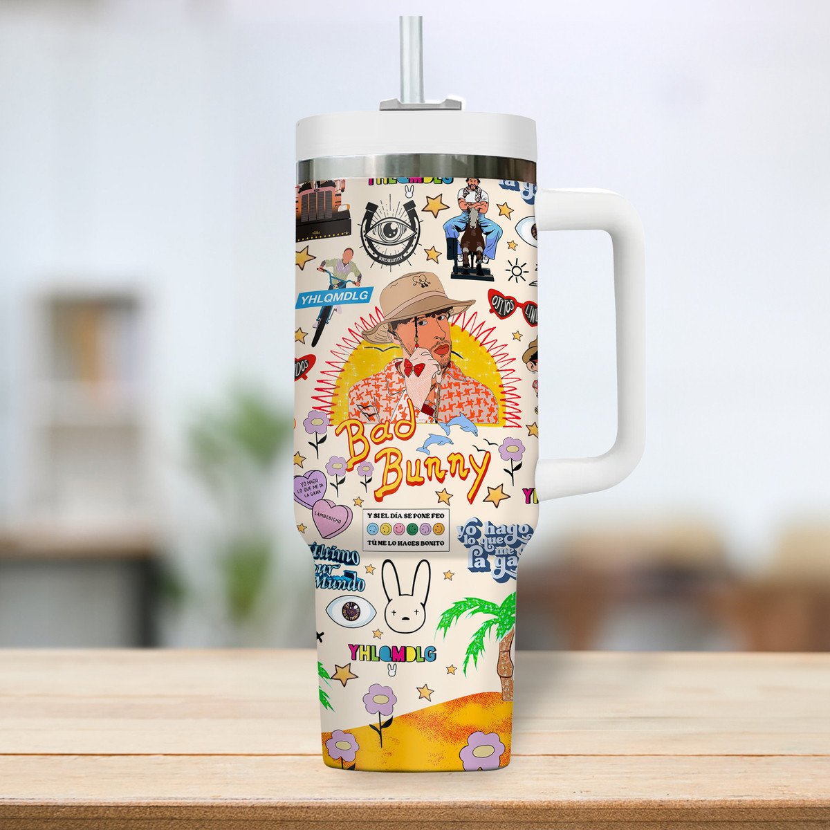 Bad Bunny Music Custom Stanley Cup 40 oz 30 oz Tumbler With Handle