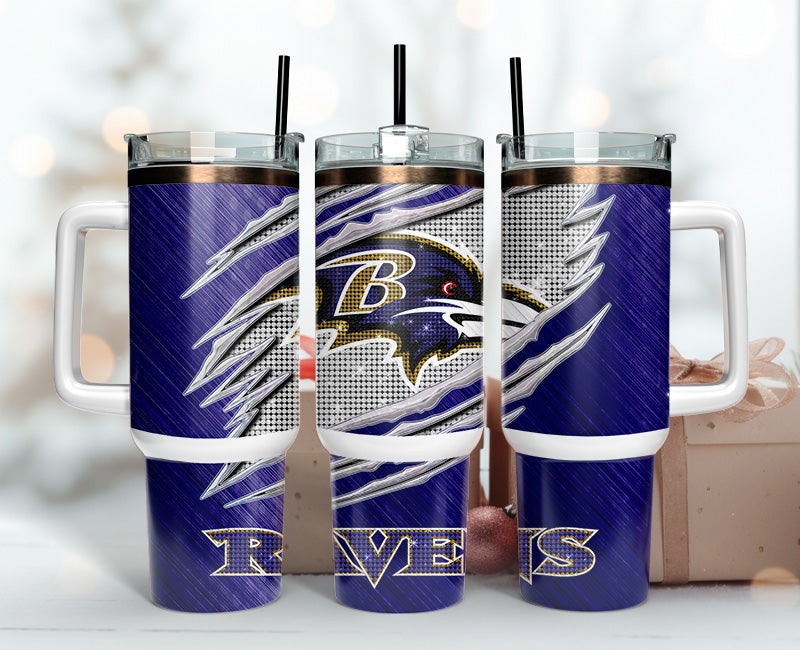 Baltimore Ravens NFL Bling Effect Custom Stanley Cup 40 oz 30 oz Tumbler With Handle