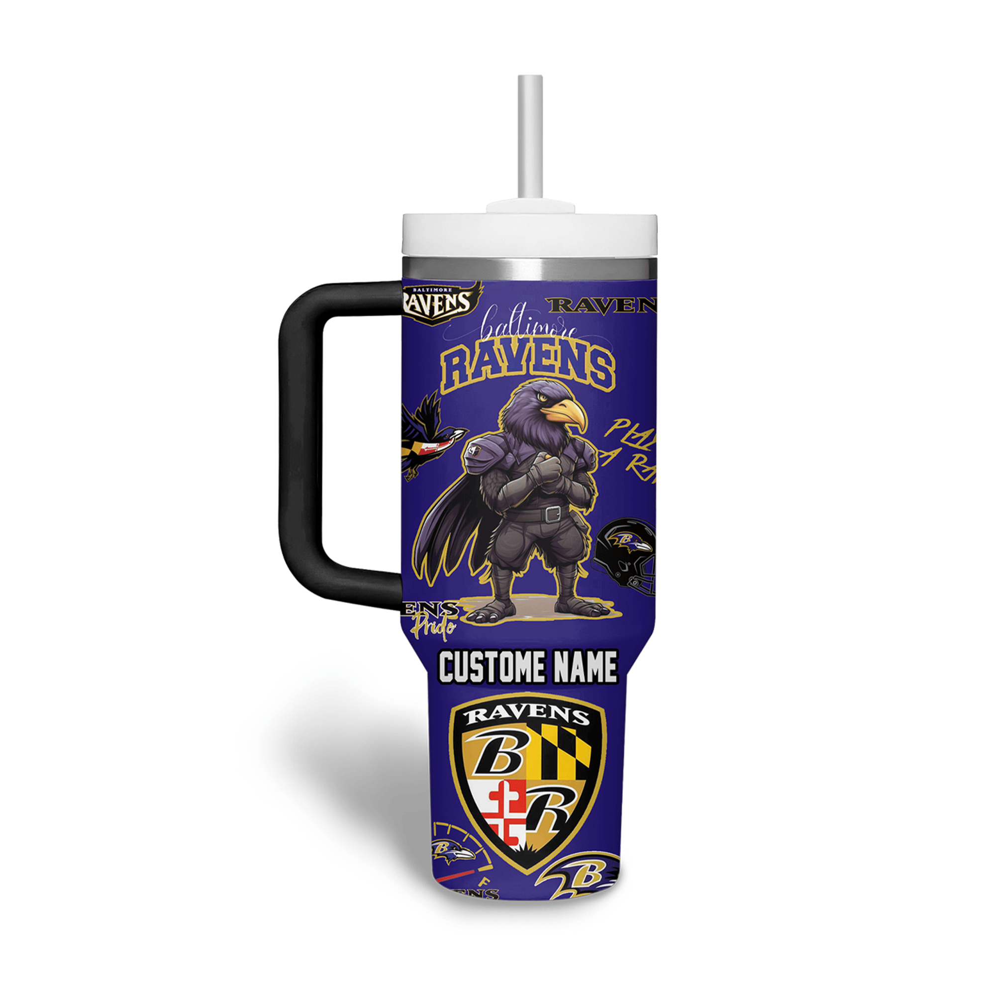 Baltimore Ravens NFL Custom Stanley Cup 40 oz 30 oz Tumbler With Handle