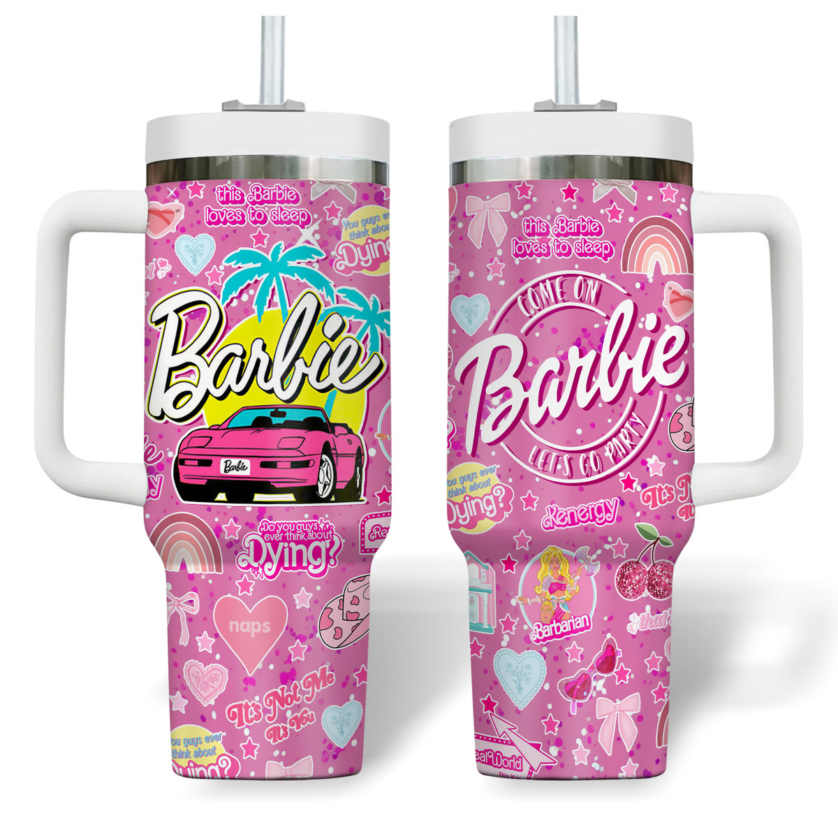 Barbie Cartoon Custom Stanley Cup 40 oz 30 oz Tumbler With Handle