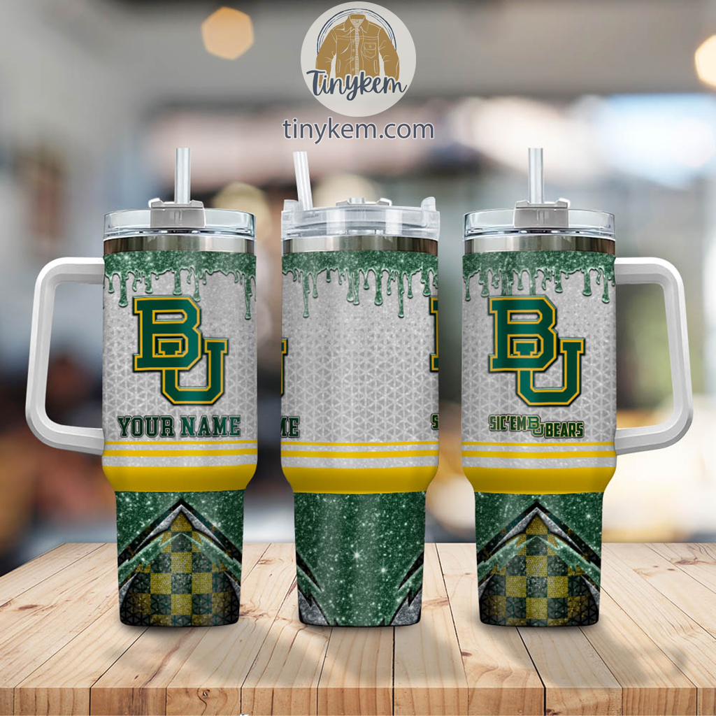 Baylor Bears Glitter NCAA Custom Stanley Cup 40 oz 30 oz Tumbler With Handle