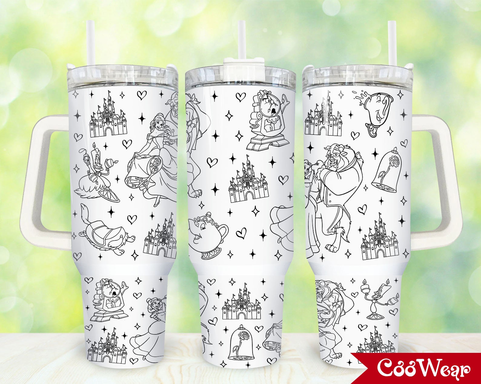 Beauty And The Beast Disney Cartoon Custom Stanley Cup 40 oz 30 oz Tumbler With Handle