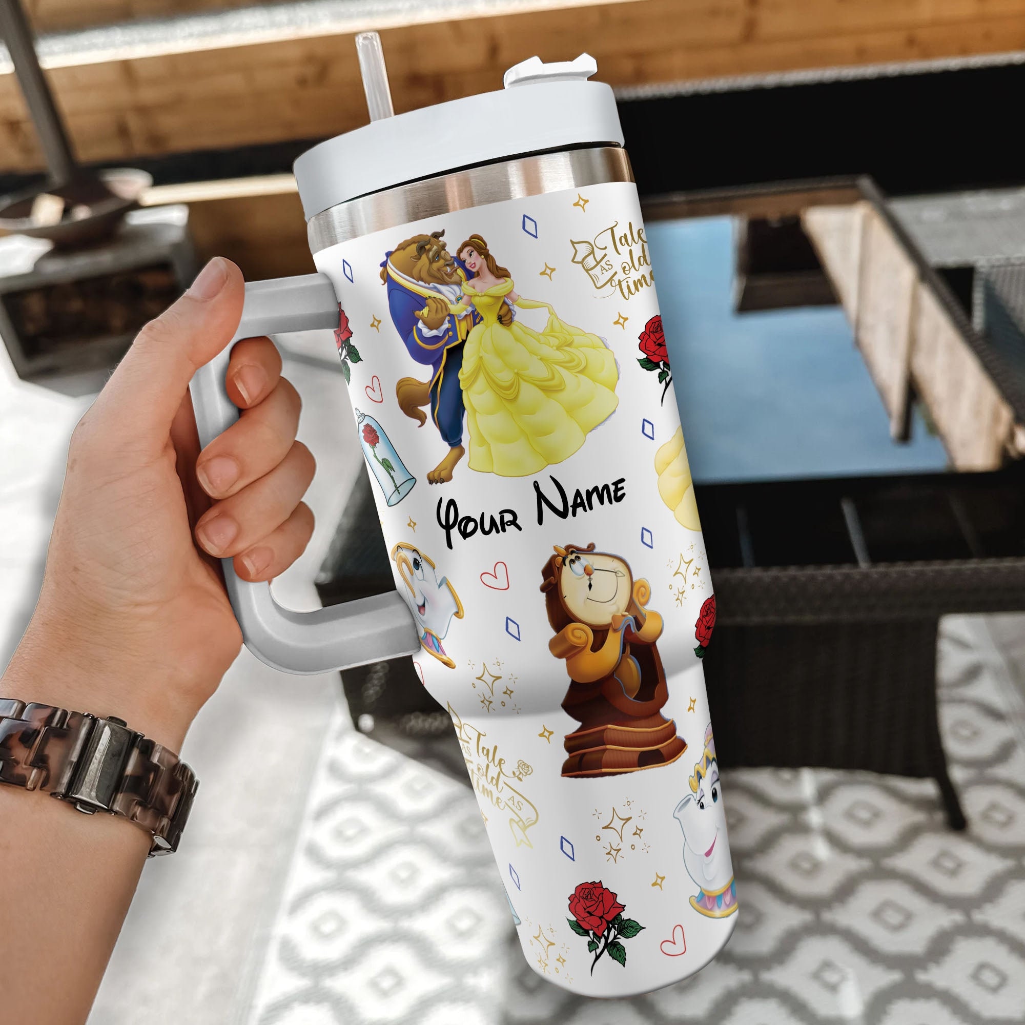 Beauty And The Beast Disney Cartoon Custom Stanley Cup 40 oz 30 oz Tumbler With Handle