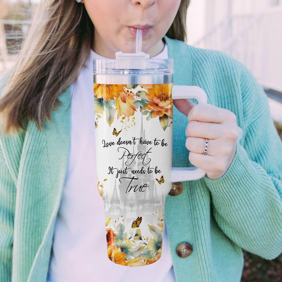 Beauty and the Beast Disney Princess Cartoon Custom Stanley Cup 40 oz 30 oz Tumbler With Handle