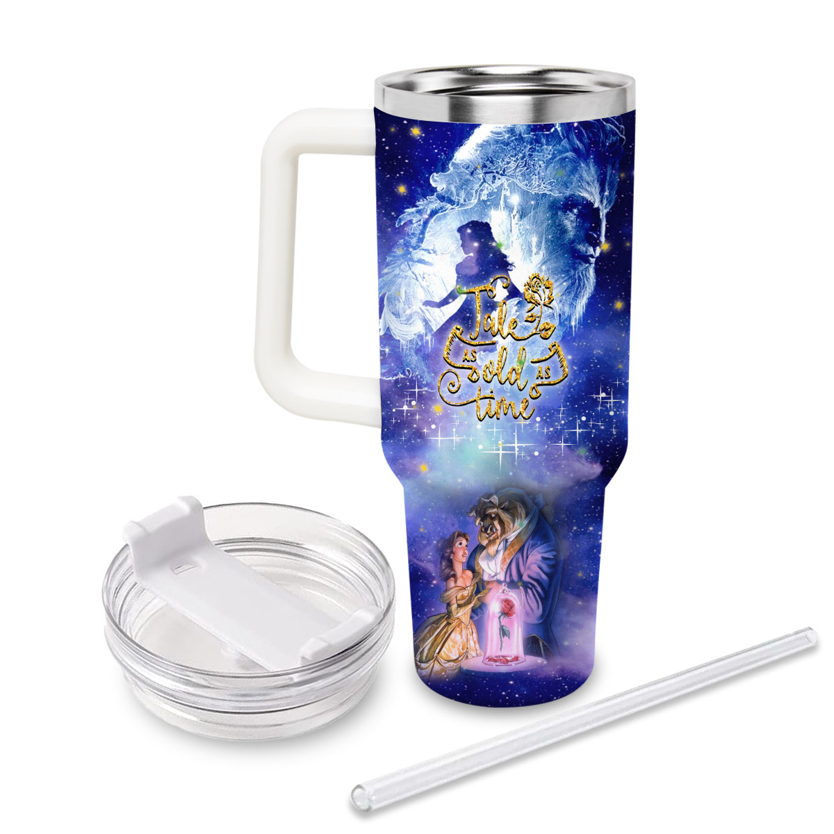 Beauty and the Beast Disney Princess Cartoon Custom Stanley Cup 40 oz 30 oz Tumbler With Handle