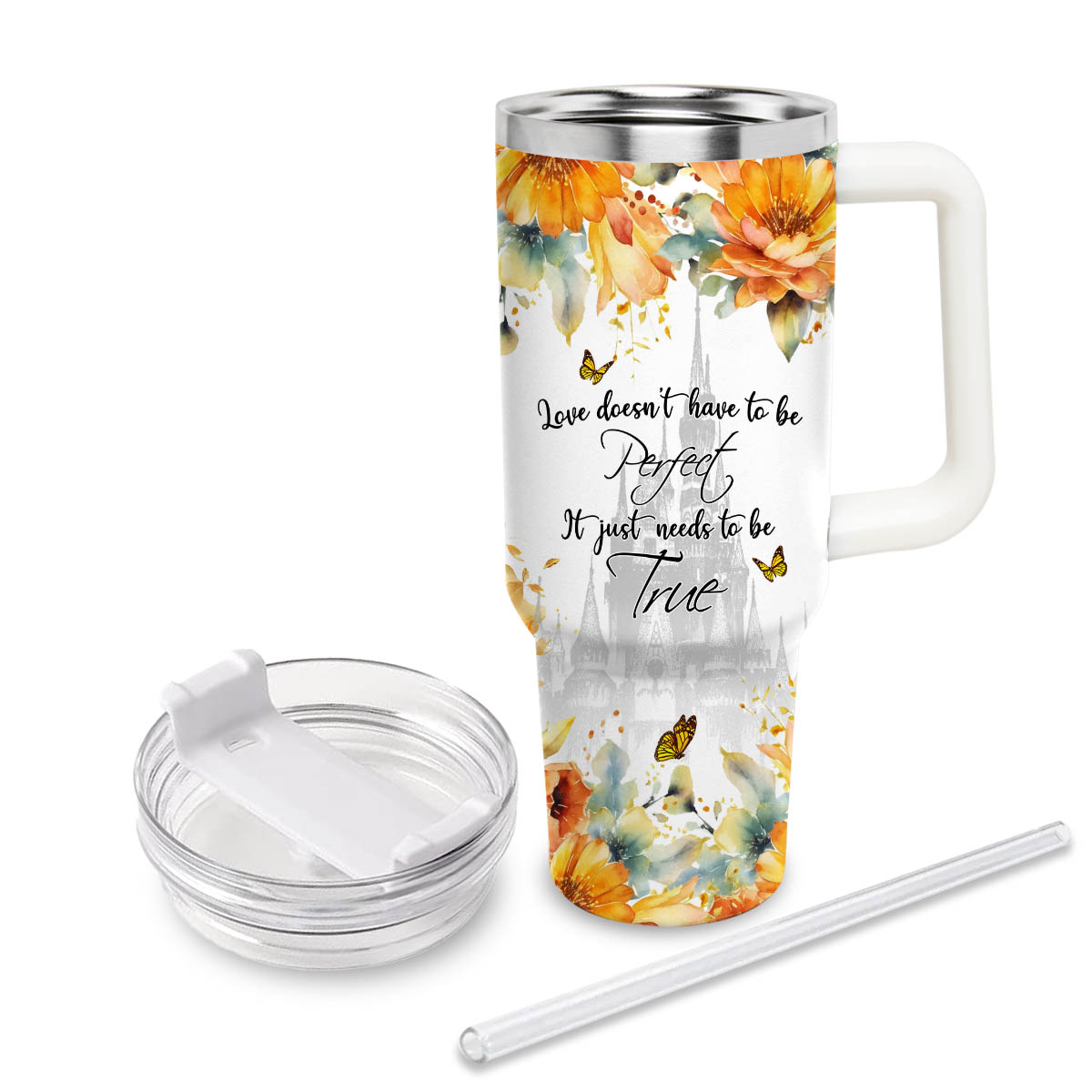Beauty and the Beast Disney Princess Cartoon Custom Stanley Cup 40 oz 30 oz Tumbler With Handle