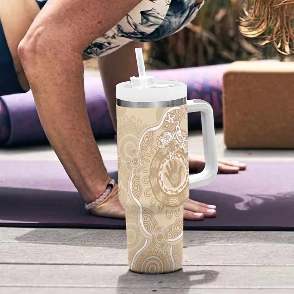 Beige Australia Lizard With Aboriginal Art Custom Stanley Cup 40 oz 30 oz Tumbler With Handle