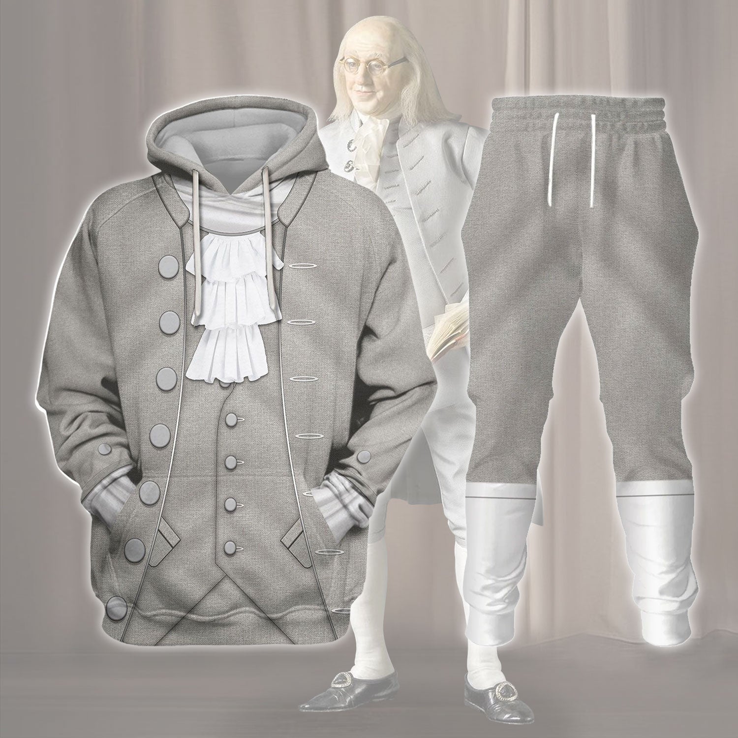 Benjamin Franklin Founding Father of the United States Costume Hoodie Sweatshirt T-Shirt Sweatpants Tracksuit - Stormmerch Exclusive