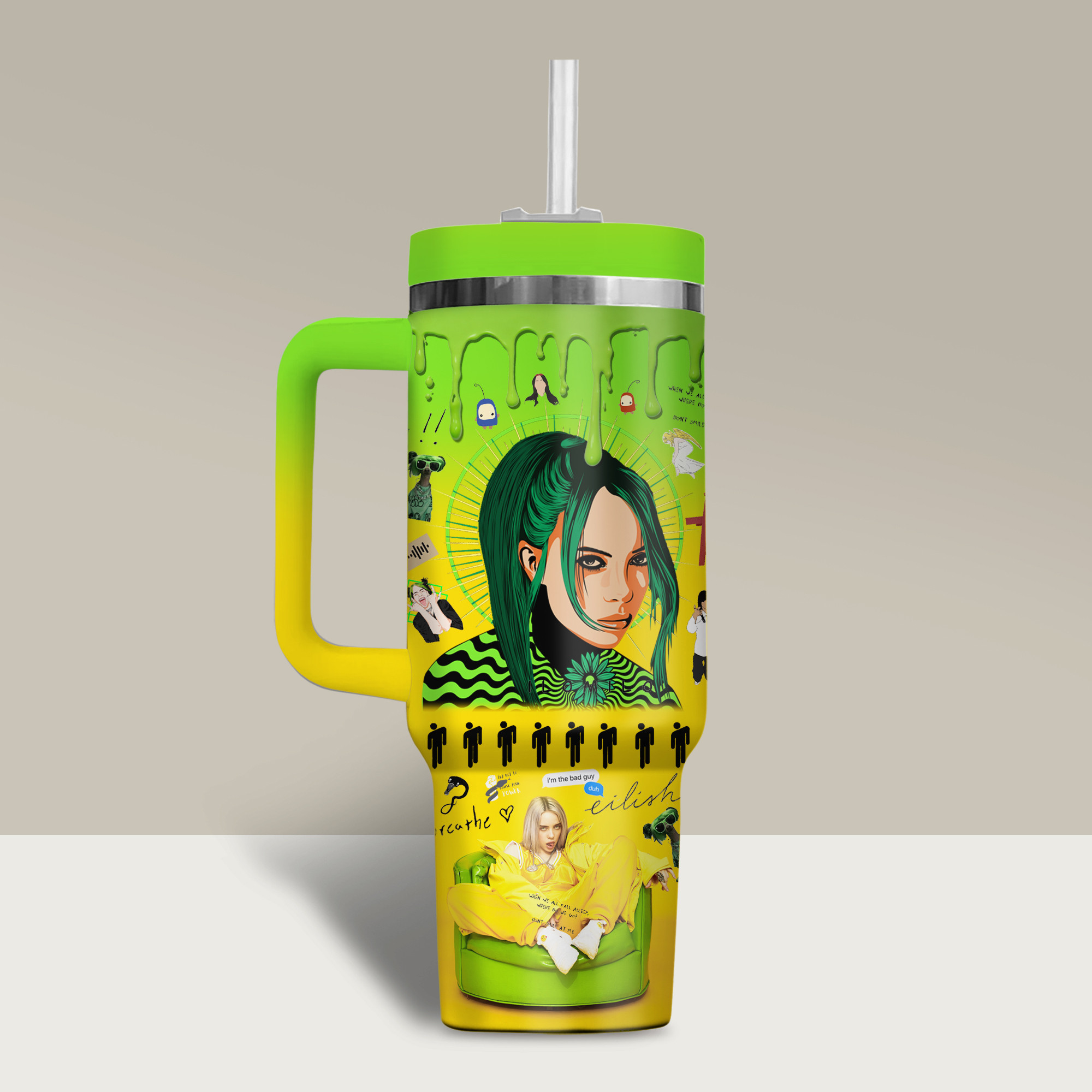 Billie Eilish Music Custom Stanley Cup 40 oz 30 oz Tumbler With Handle