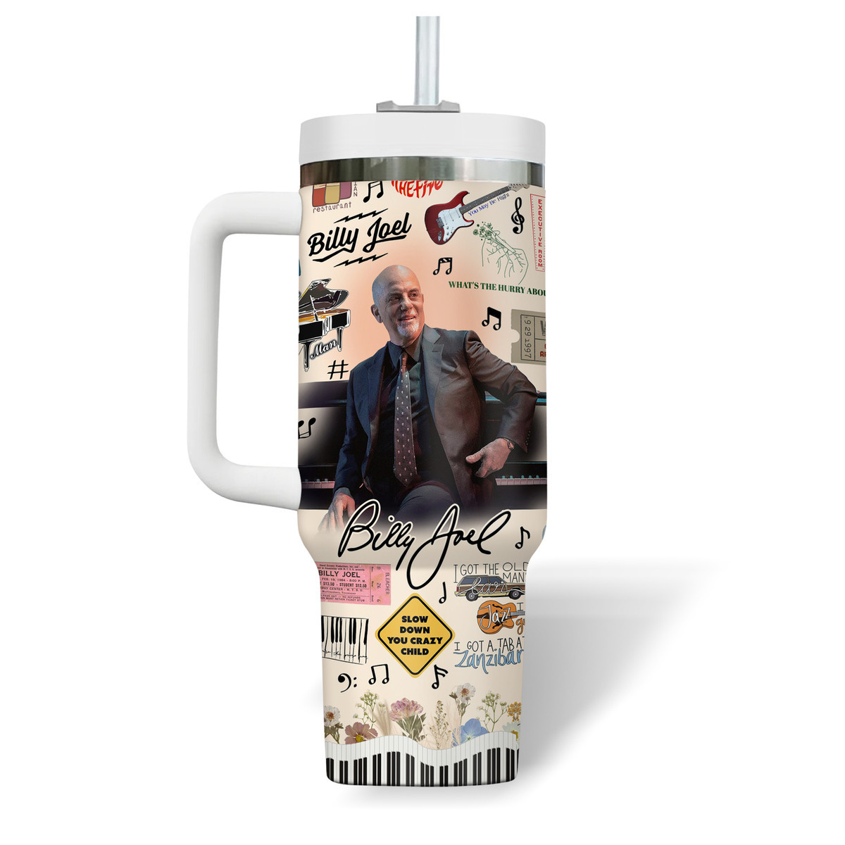 Billy Joel Music Custom Stanley Cup 40 oz 30 oz Tumbler With Handle