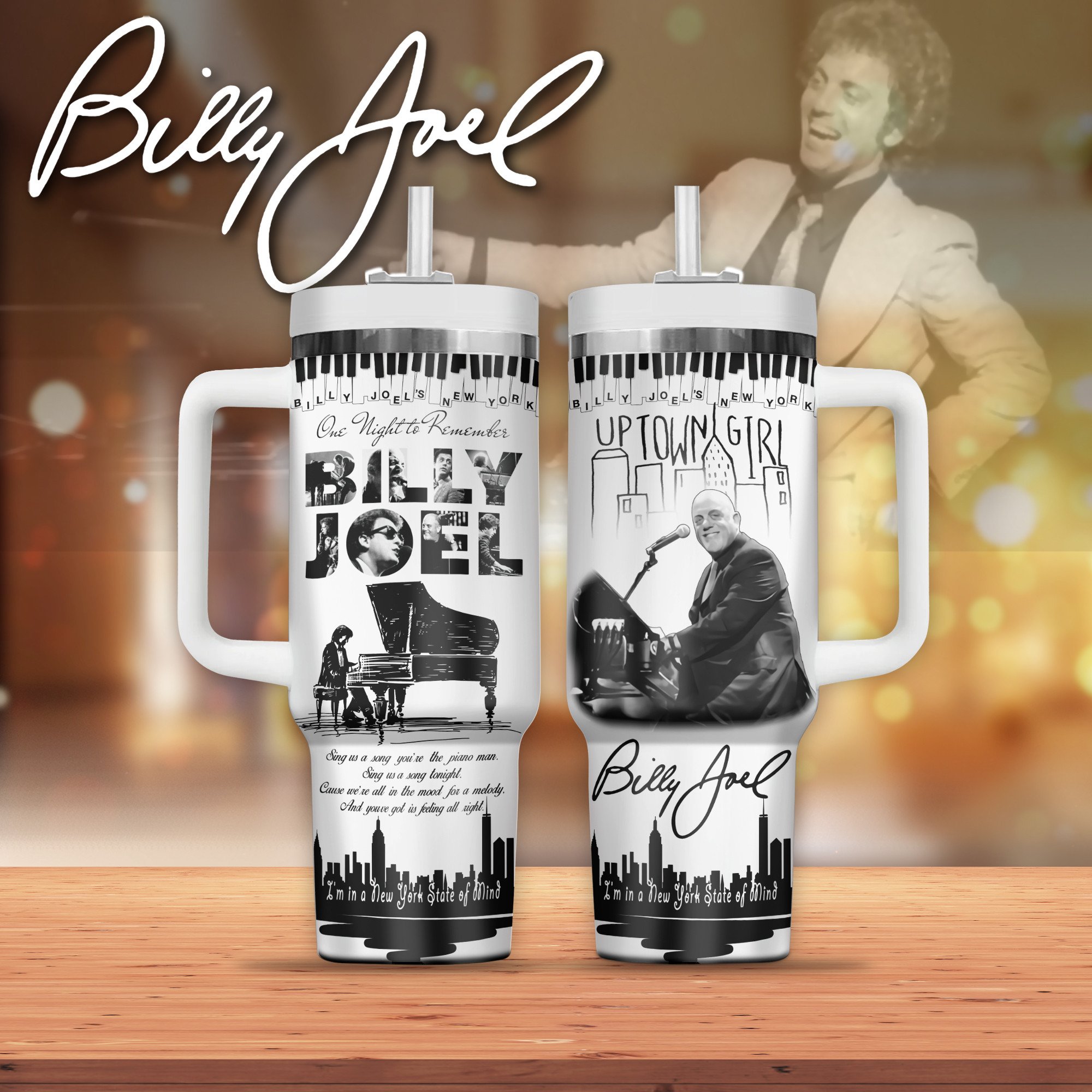 Billy Joel Music Custom Stanley Cup 40 oz 30 oz Tumbler With Handle