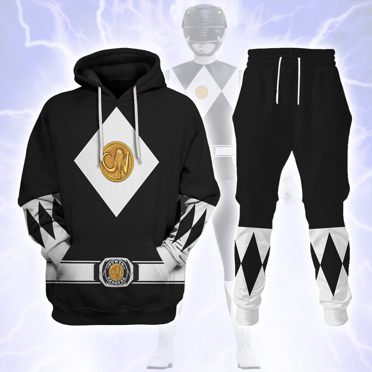 Black Ranger Mighty Morphin The Movie (1995) Hoodies Sweatshirt T-shirt Hawaiian - Stormmerch Exclusive