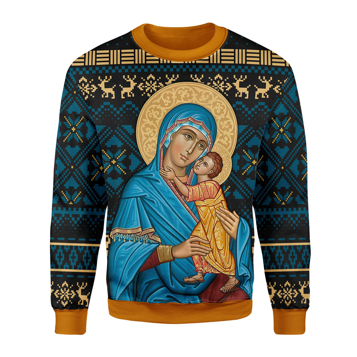 Blue Madonna Virgin Mary Christmas Sweater - Stormmerch Exclusive