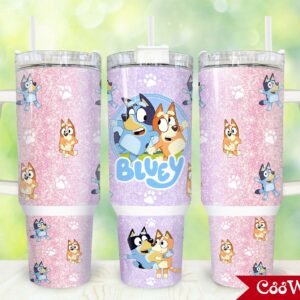 Bluey And Bingo Heeler Cartoon Custom Stanley Cup 40 oz 30 oz Tumbler With Handle