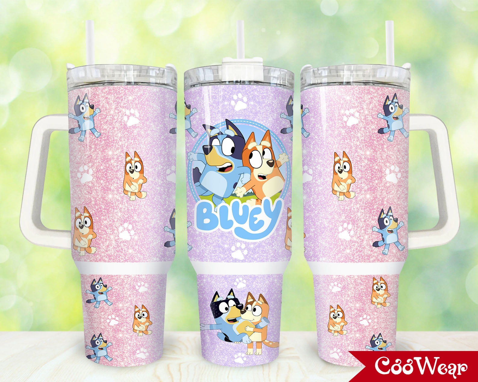 Bluey And Bingo Heeler Cartoon Custom Stanley Cup 40 oz 30 oz Tumbler With Handle