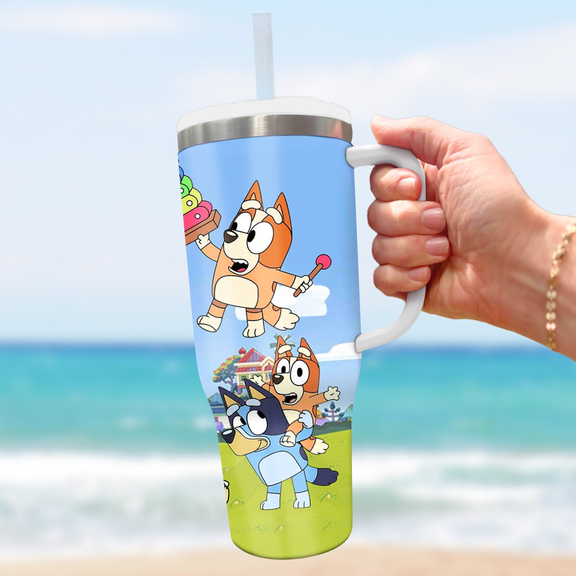 Bluey Cartoon Custom Stanley Cup 40 oz 30 oz Tumbler With Handle
