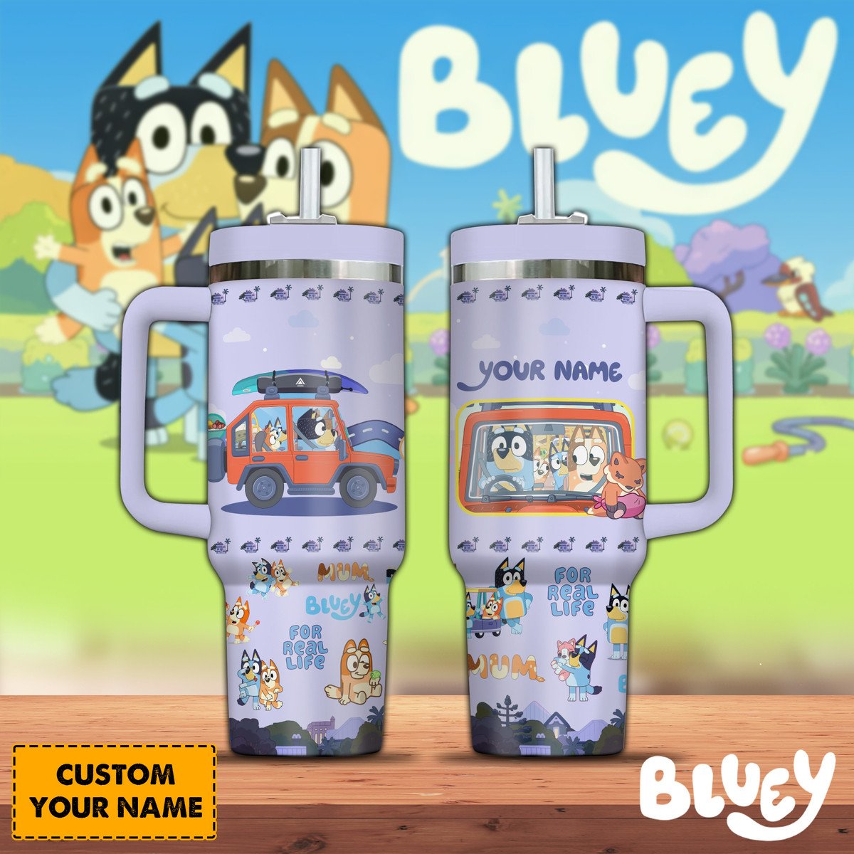 Bluey Cartoon Custom Stanley Cup 40 oz 30 oz Tumbler With Handle