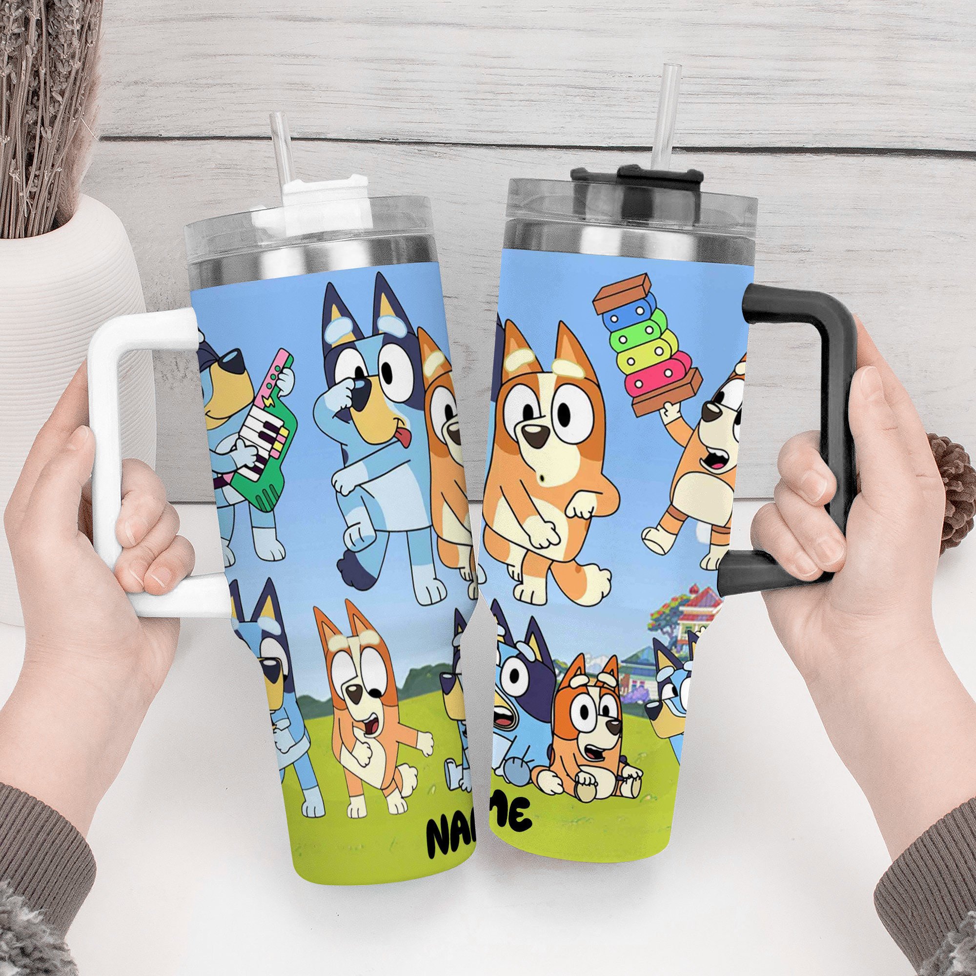 Bluey Cartoon Custom Stanley Cup 40 oz 30 oz Tumbler With Handle