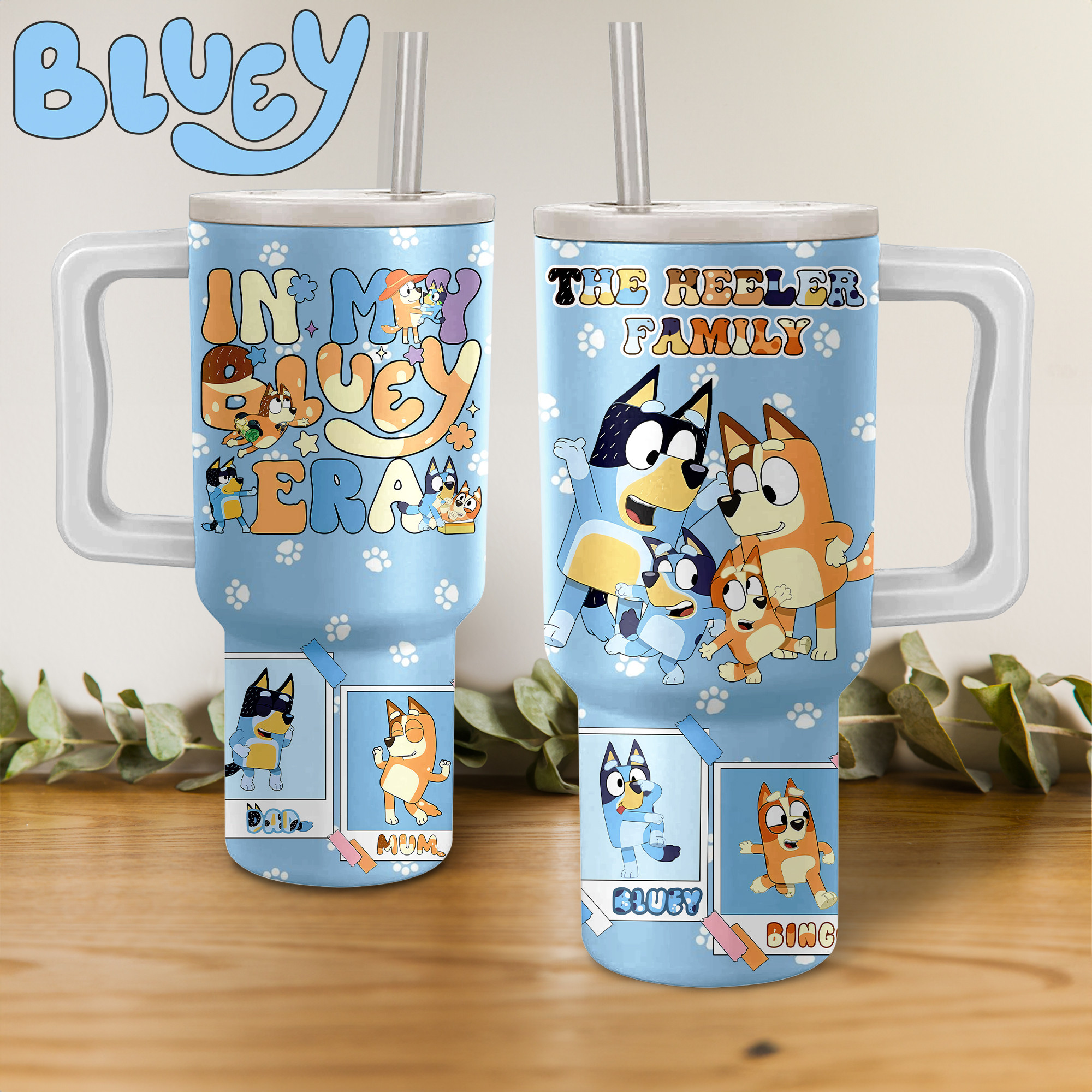 Bluey Cartoon Custom Stanley Cup 40 oz 30 oz Tumbler With Handle