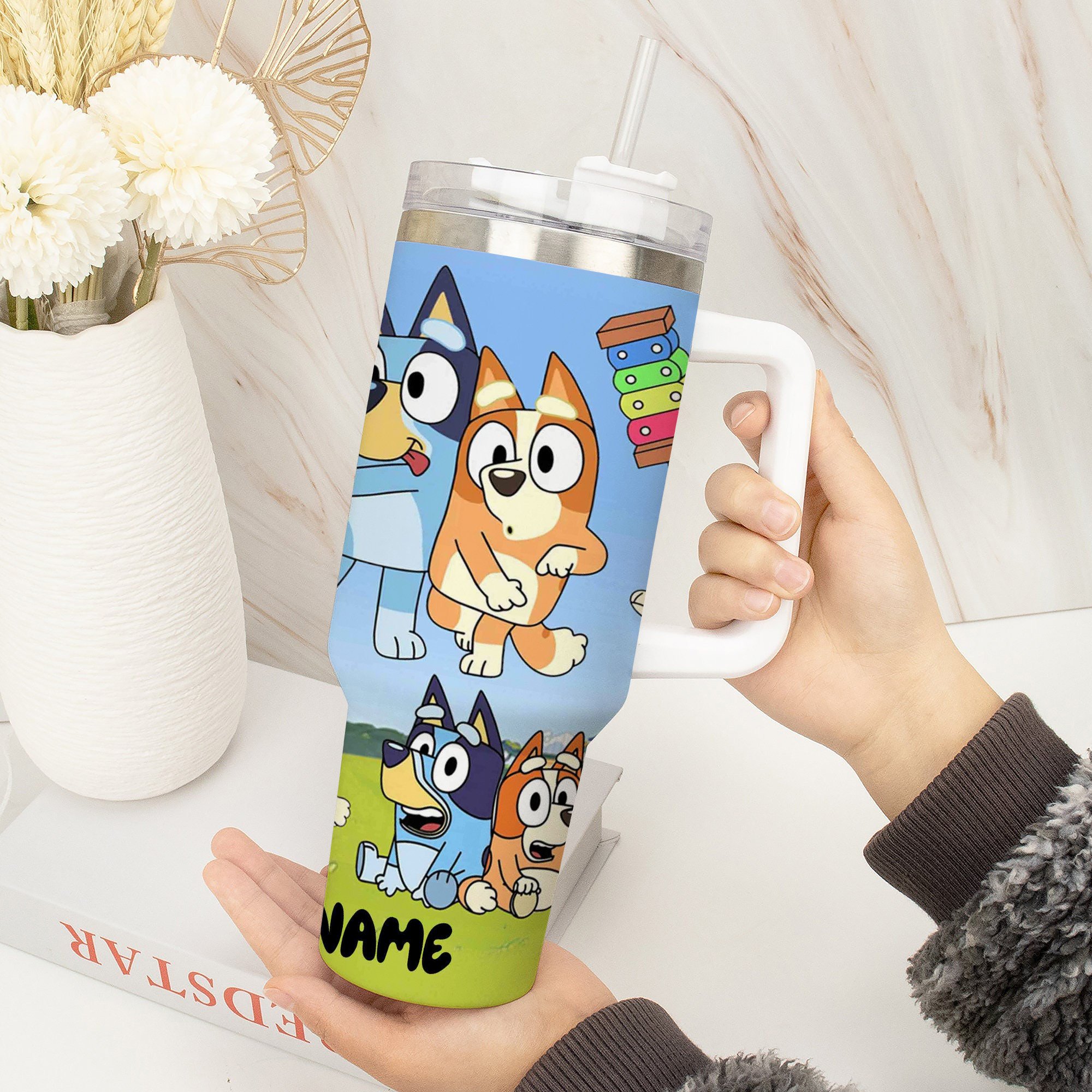 Bluey Cartoon Custom Stanley Cup 40 oz 30 oz Tumbler With Handle
