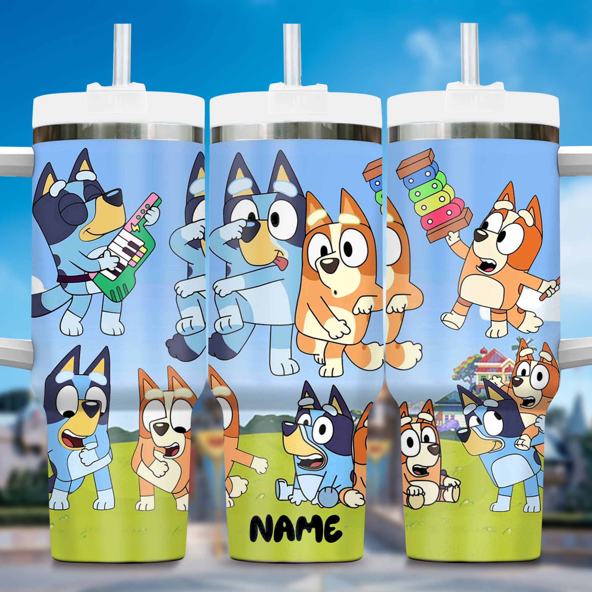 Bluey Cartoon Custom Stanley Cup 40 oz 30 oz Tumbler With Handle
