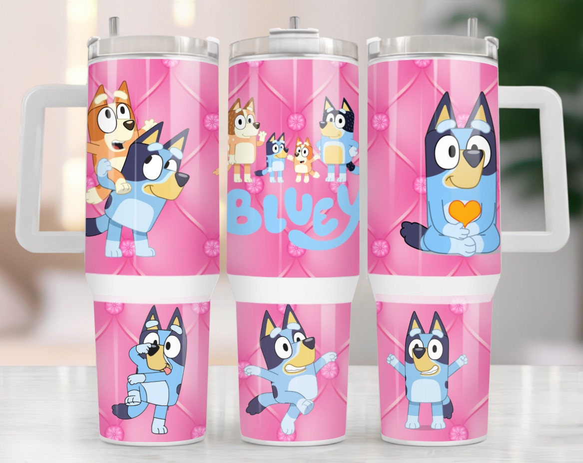 Bluey Heeler Family Cartoon Custom Stanley Cup 40 oz 30 oz Tumbler With Handle