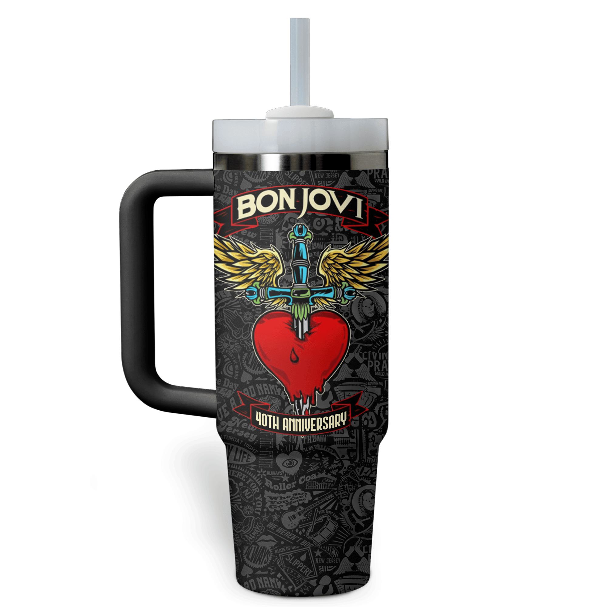 Bon Jovi Music Custom Stanley Cup 40 oz 30 oz Tumbler With Handle