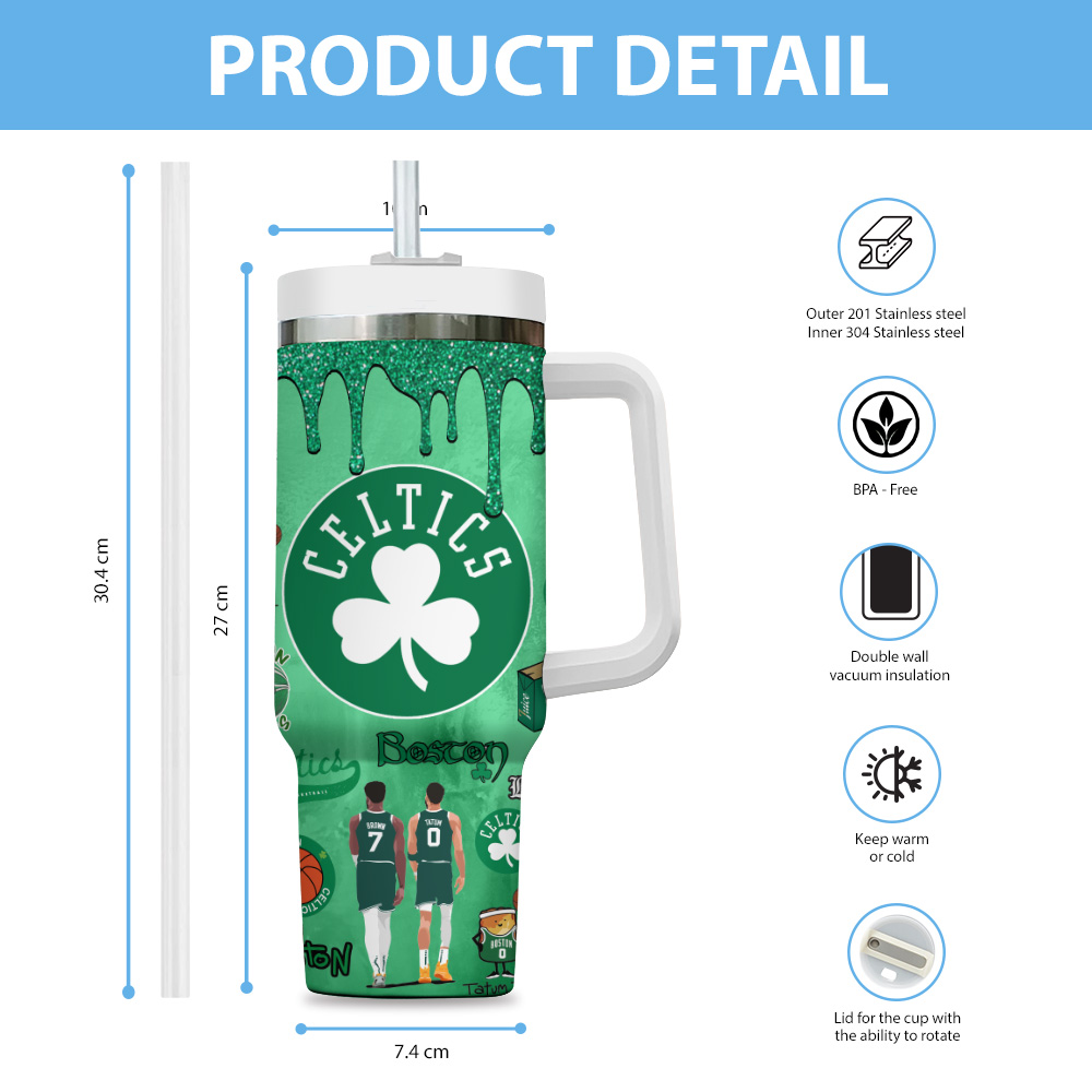 Boston Celtics NBA Custom Stanley Cup 40 oz 30 oz Tumbler With Handle