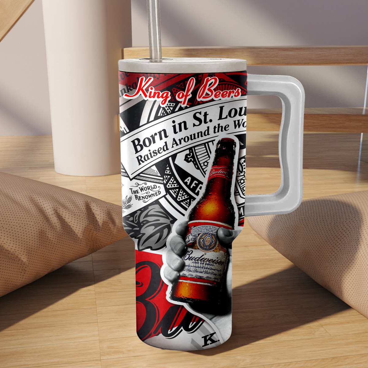 Budweiser King of Beers Custom Stanley Cup 40 oz 30 oz Tumbler With Handle