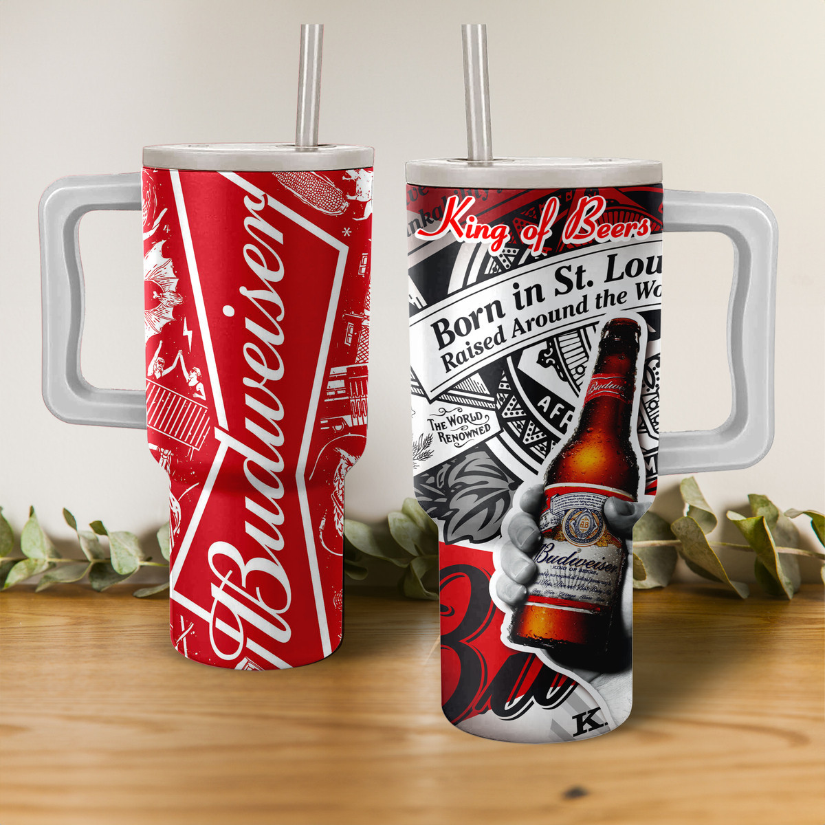 Budweiser King of Beers Custom Stanley Cup 40 oz 30 oz Tumbler With Handle