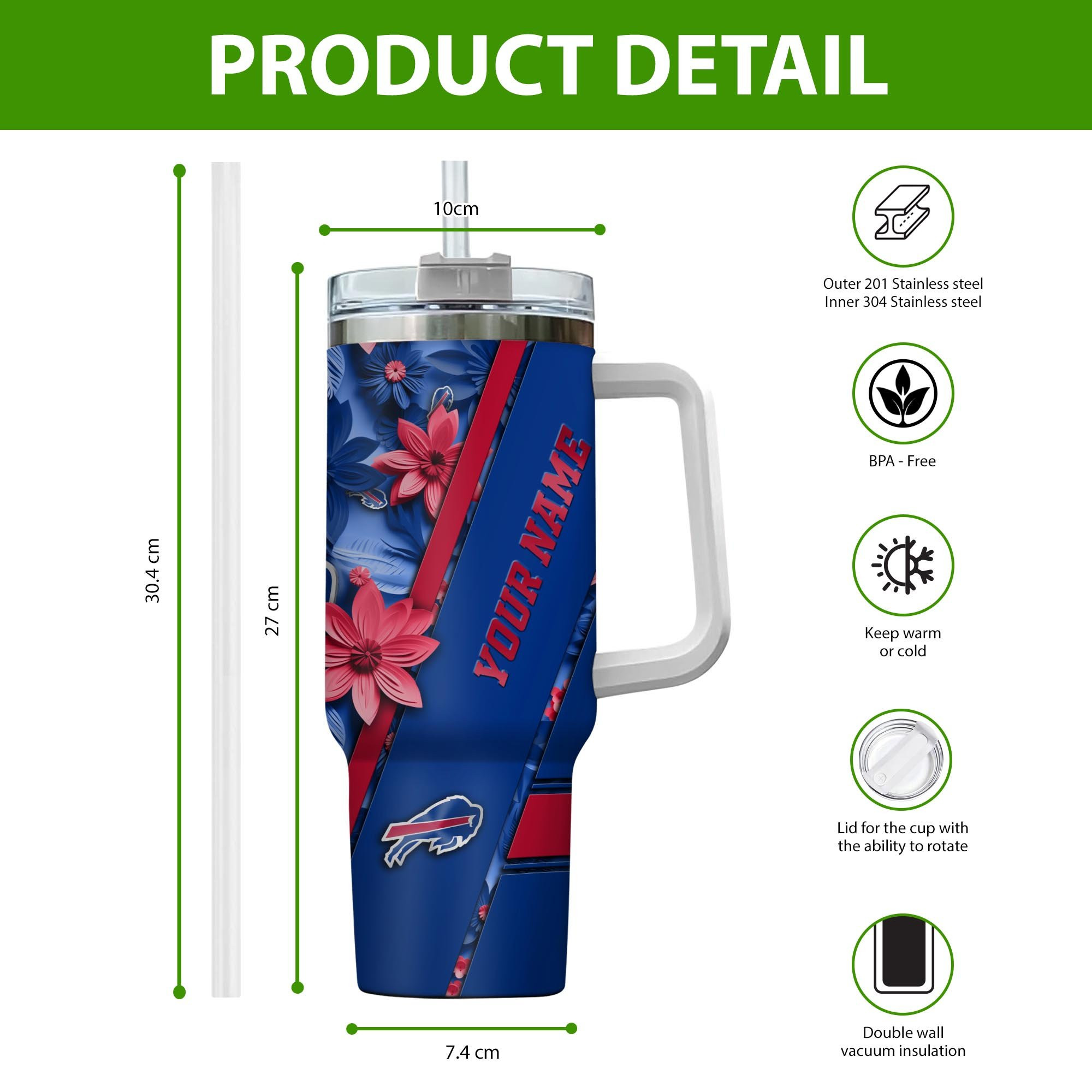 Buffalo Bills NFL Custom Stanley Cup 40 oz 30 oz Tumbler With Handle