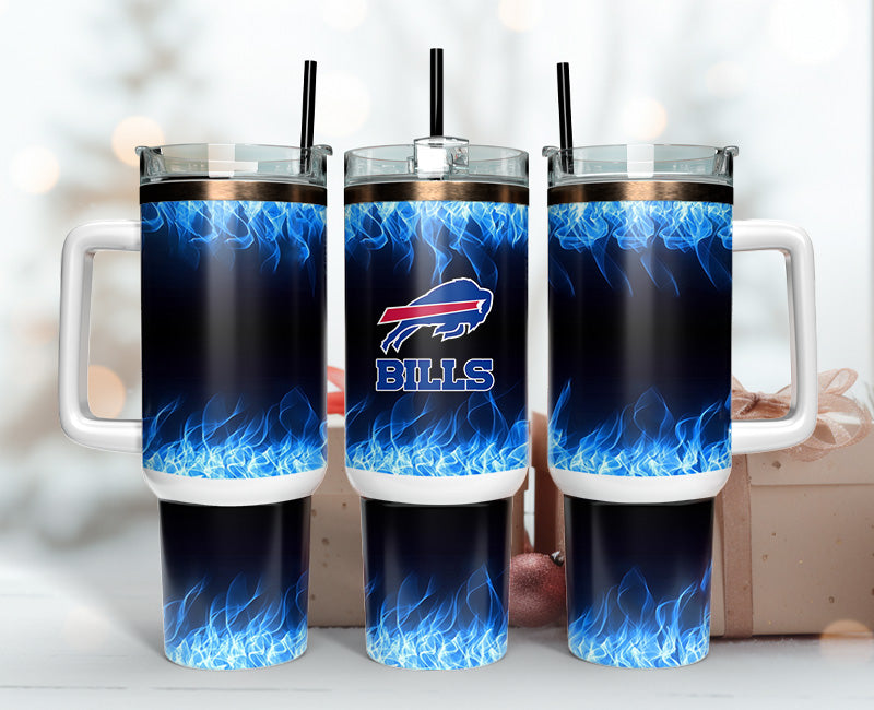 Buffalo Bills NFL Fire Effect Custom Stanley Cup 40 oz 30 oz Tumbler With Handle