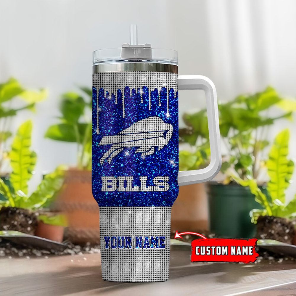Buffalo Bills NFL Glitter and Diamonds Bling Custom Stanley Cup 40 oz 30 oz Tumbler With Handle