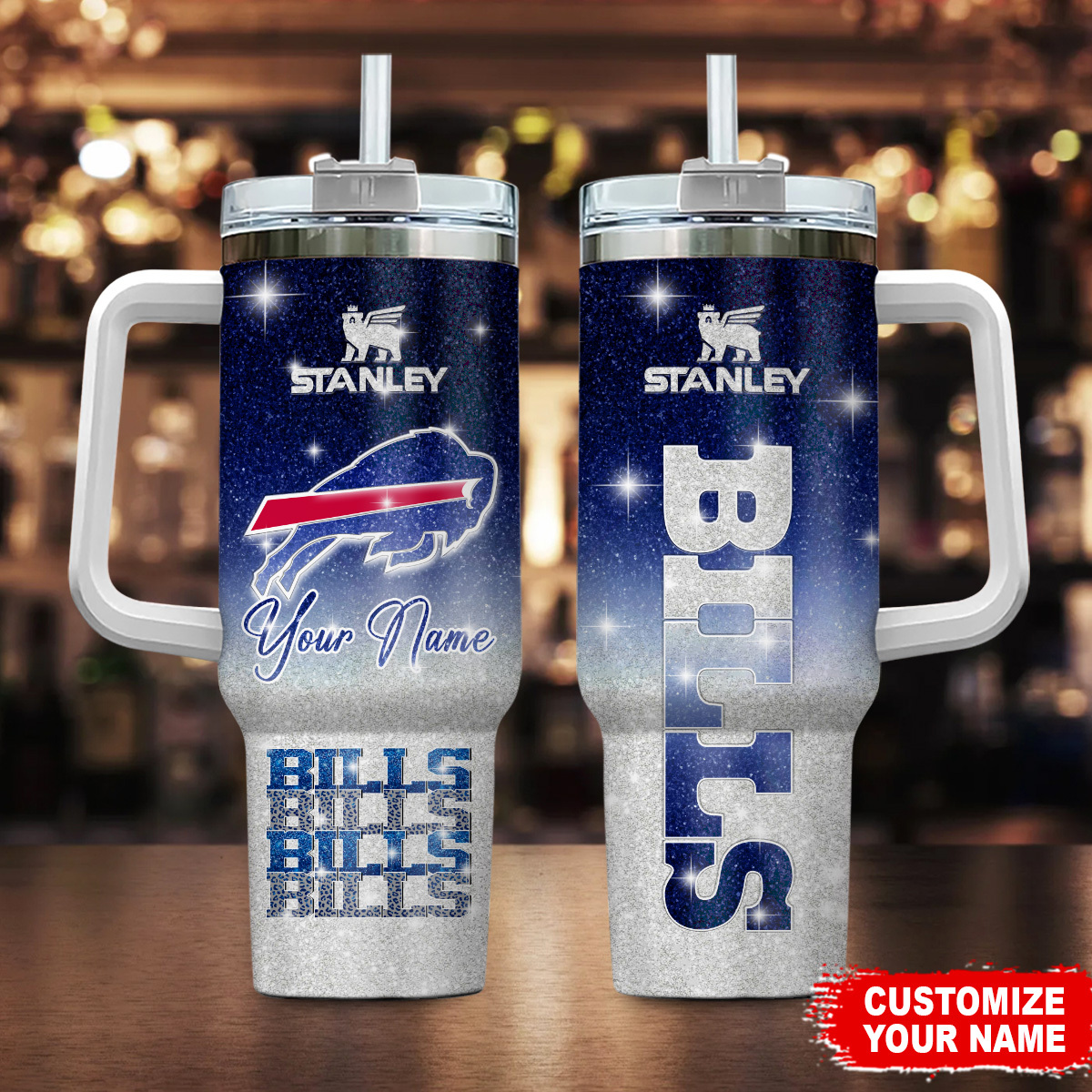 Buffalo Bills NFL Glitter Custom Stanley Cup 40 oz 30 oz Tumbler With Handle