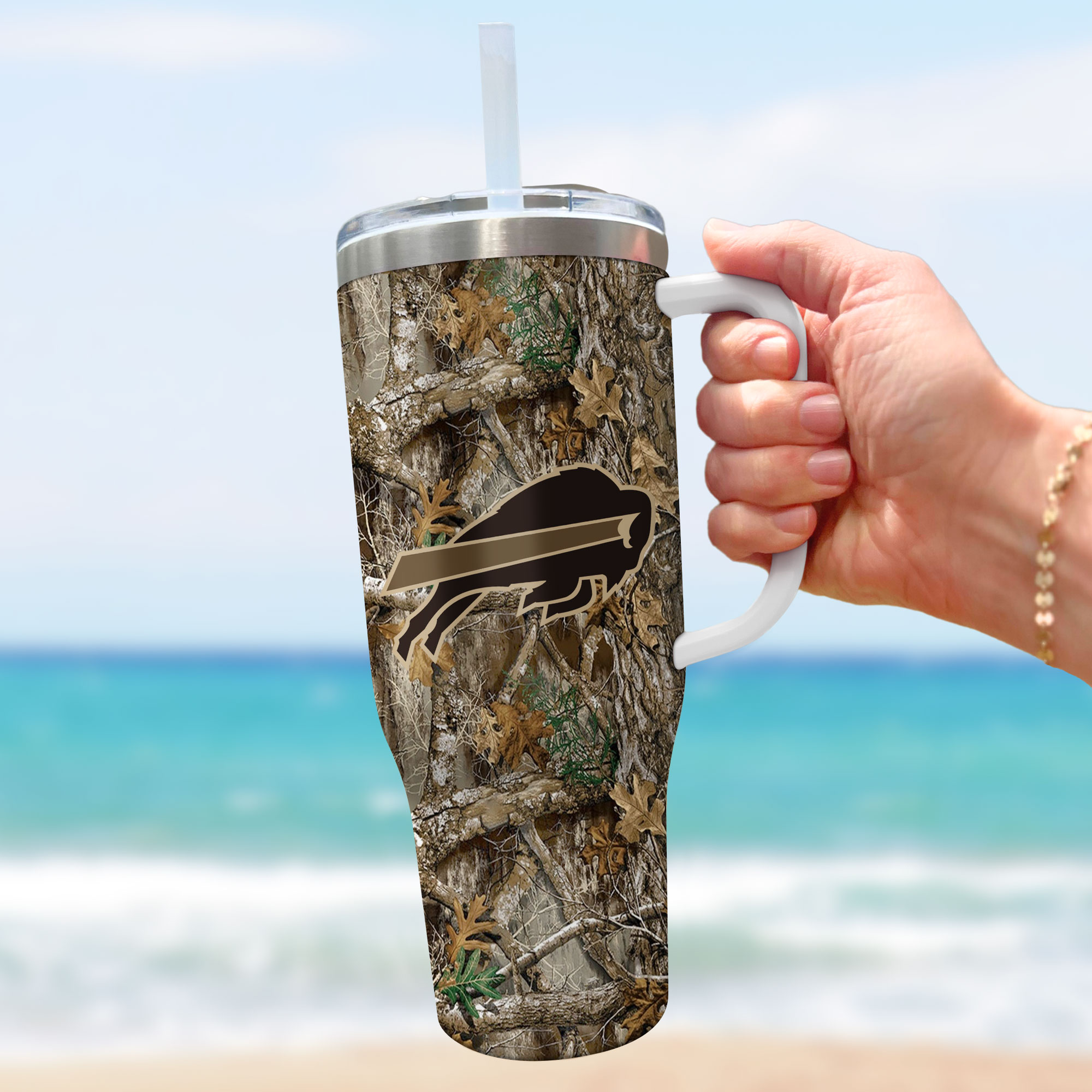 Buffalo Bills NFL Hunting Realtree Custom Stanley Cup 40 oz 30 oz Tumbler With Handle